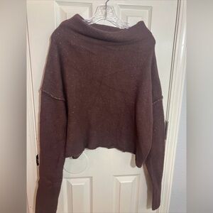 Free People Chocolate Brown Cowl Neck Sweater size L